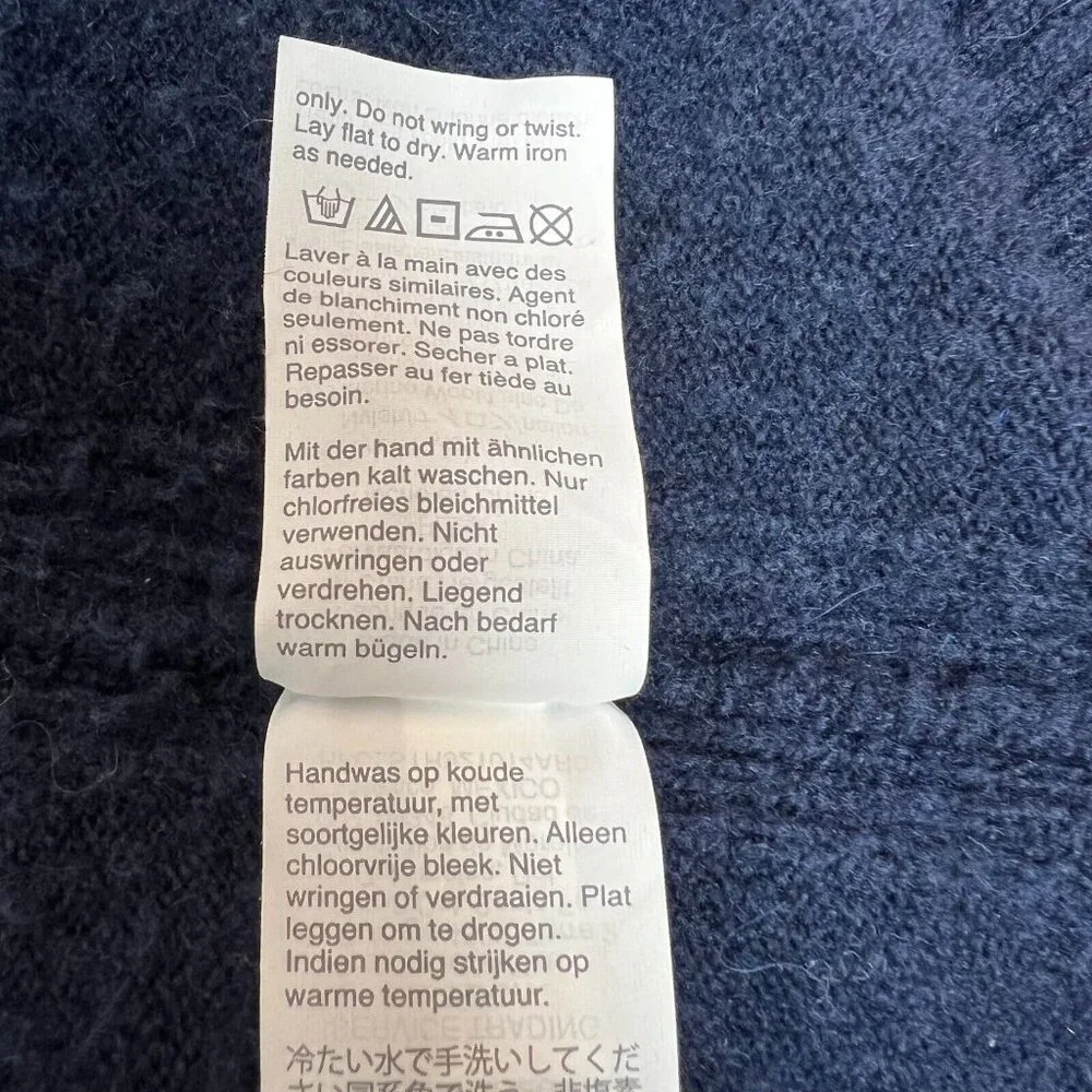 J.‎ Crew V-Neck Sweater In Yarn Womens Medium Navy Blue Merino Wool Alpaca Knit